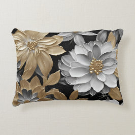Black Gold Silver Floral Dekokissen