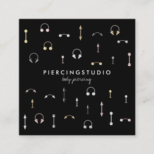 Black Gold Silver Pink Body Piercing Quadratische Visitenkarte (Vorderseite)