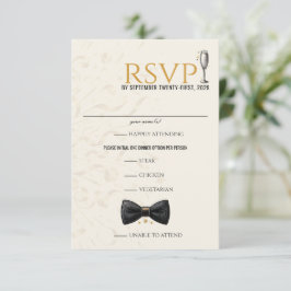 Black & Gold Silvester Hochzeit RSVP Karte