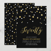 Black & Gold Simple 70. Geburtstagsparty in Paris Einladung (Vorne/Hinten)