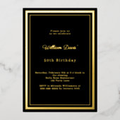 Black gold simple luxury birthday folieneinladung (Vorderseite)