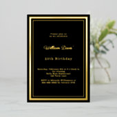 Black gold simple luxury birthday folieneinladung (Stehend vorne)