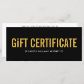 Black Gold Simple Modern Gift Certificate (Vorne/Hinten)
