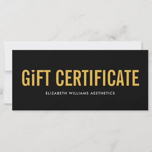 Black Gold Simple Modern Gift Certificate (Vorderseite)