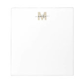 Black Gold Simple Name Monogram Notizblock (Vorderseite)