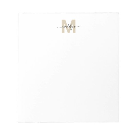 Black Gold Simple Name Monogram Notizblock (Vorderseite)