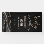 Black Gold Sixty Birthday Sign Banner (Horizontal)