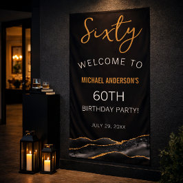 Black Gold Sixty Birthday Sign Banner