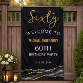 Black Gold Sixty Birthday Sign Banner