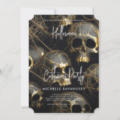Black Gold Skull Adult Halloween-Party Modernes Einladung (Vorderseite)