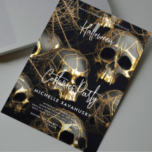 Black Gold Skull Adult Halloween-Party Modernes