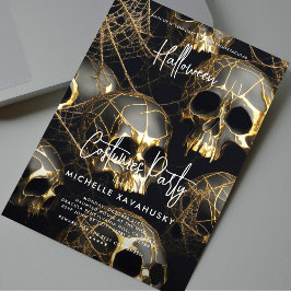 Black Gold Skull Adult Halloween-Party Modernes Einladung