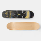 Black & Gold Skull - Numb Skulls Design Skateboard (Horizontal)