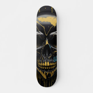 Black & Gold Skull - Numb Skulls Design Skateboard