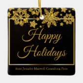 Black Gold Snowflags Kundenspezifische Weihnachten Keramikornament (Vorderseite)