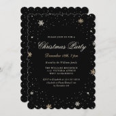 Black Gold Snowflake Elegantes Party Einladung (Vorne/Hinten)