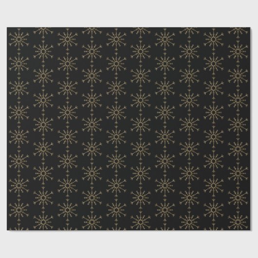 Black Gold Snowflake Wrapper Geschenkpapier (Flach)