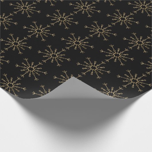 Black Gold Snowflake Wrapper Geschenkpapier (Ecke)