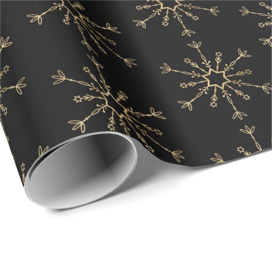 Black Gold Snowflake Wrapper Geschenkpapier (Rolleneckpunkt)