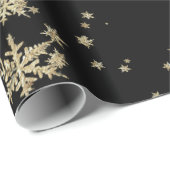 Black & Gold Snowflakes Dramatischer Urlaub Geschenkpapier (Rolleneckpunkt)