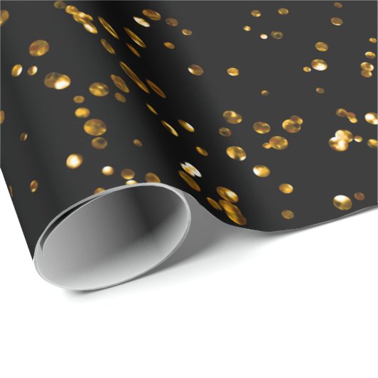 Black & Gold Snowflakes Stars Frohe Weihnachten Geschenkpapier (Rolleneckpunkt)