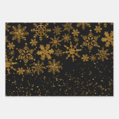 Black & Gold Snowflakes Stars Frohe Weihnachten Geschenkpapier Set (Vorderseite 3)