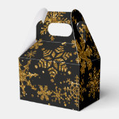 Black & Gold Snowflakes Stars Frohe Weihnachten Geschenkschachtel (Rückseite)