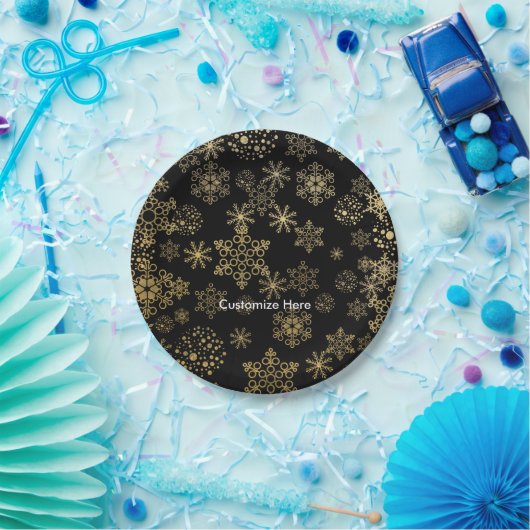 Black & Gold Snowflakes Teller (Party)