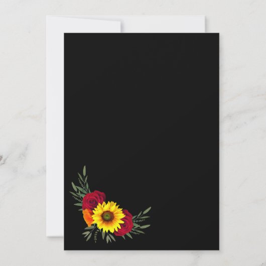 Black Gold Sonnenblumen Burgund Rose Wedding Rette Save The Date (Rückseite)