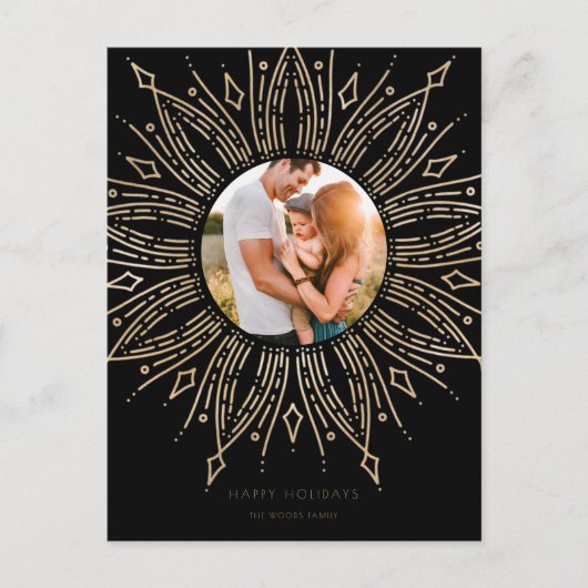 Black & Gold Sonnenbrille Bilderrahmen Deko Weihna Postkarte (Vorderseite)