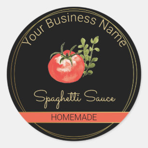 Black & Gold Spaghetti Sauce Produktetikett Runder Aufkleber