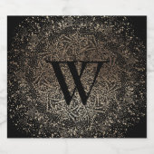 Black Gold Sparkle Snowflake Monogram Bierflaschenetikett (Einzelnes Label)