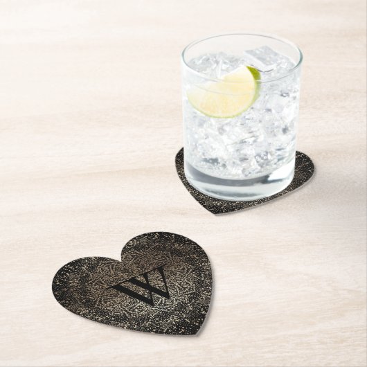 Black Gold Sparkle Snowflake Monogram Untersetzer (Vor Ort)