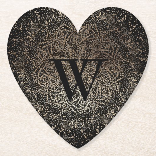 Black Gold Sparkle Snowflake Monogram Untersetzer (Vorderseite)