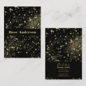 Black & Gold Sparkling Lights Glam Sparkle Glitzer Visitenkarte (Vorne/Hinten)