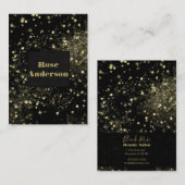 Black & Gold Sparkling Lights Glam Sparkle Glitzer Visitenkarte (Vorne/Hinten)
