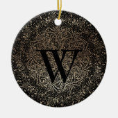 Black Gold Sparky Snowflake Monogram Winter Keramik Ornament (Vorne)