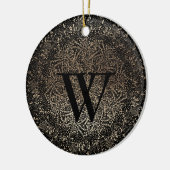 Black Gold Sparky Snowflake Monogram Winter Keramik Ornament (Links)