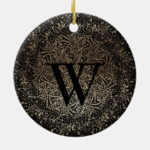 Black Gold Sparky Snowflake Monogram Winter Keramik Ornament (Hinten)