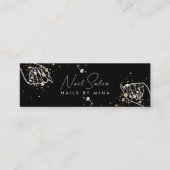 Black Gold Speck Hand Nail Salon Mini Visitenkarte (Vorderseite)