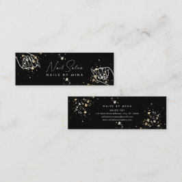 Black Gold Speck Hand Nail Salon Mini Visitenkarte