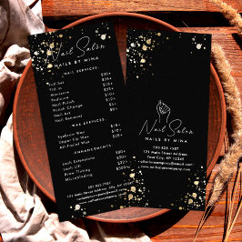 Black Gold Speck Nail Salon Preisliste Werbekarte