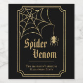 Black Gold Spiderweb Spider Venom Halloween-Party Weinetikett (Einzelnes Label)