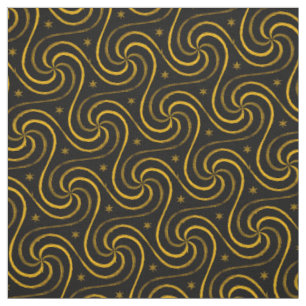 Black Gold Spirals Stars Unisex Muster Elegant Stoff