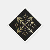 Black & Gold Spooky Halloween Spiderweb & Spider Serviette (Ecke)