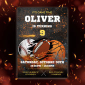 Black Gold Sport Jungs Geburtstag Einladung