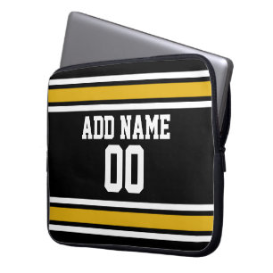 Black Gold Sports Jersey mit Ihrem Namen und Ihrer Laptopschutzhülle