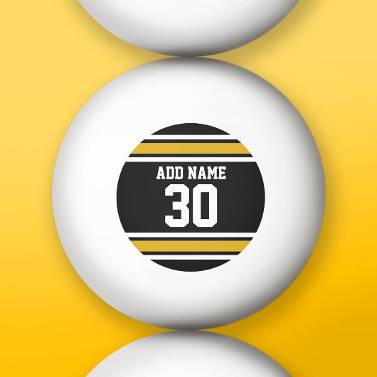 Black Gold Sports Jersey mit Ihrem Namen und Ihrer Tischtennisball