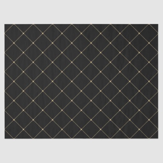 Black Gold Square Tile Diamond Muster Seidenpapier (Vorderseite)