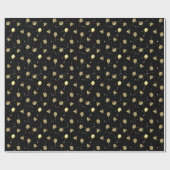 Black & Gold Star Ballon Birthday Cake Muster Geschenkpapier (Flach)